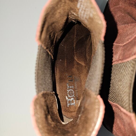 Born Graci Colors Ankle Bootie Size 8.5 Dark Brick Distressed Suede Chelsea Lug - Picture 10 of 14